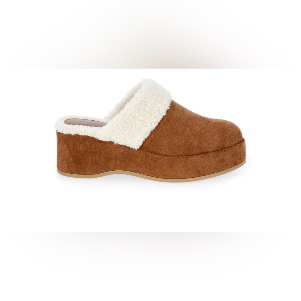 Time and Tru Women's Faux Shearling Wedge Clogs